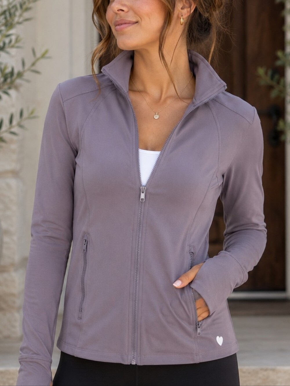 Ellie Mauve Purple Full Zip Performance Jacket Women’s Medium Athletic Thumbhole